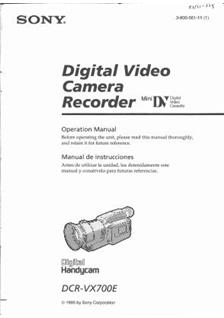 Sony DCR VX 700 E manual. Camera Instructions.